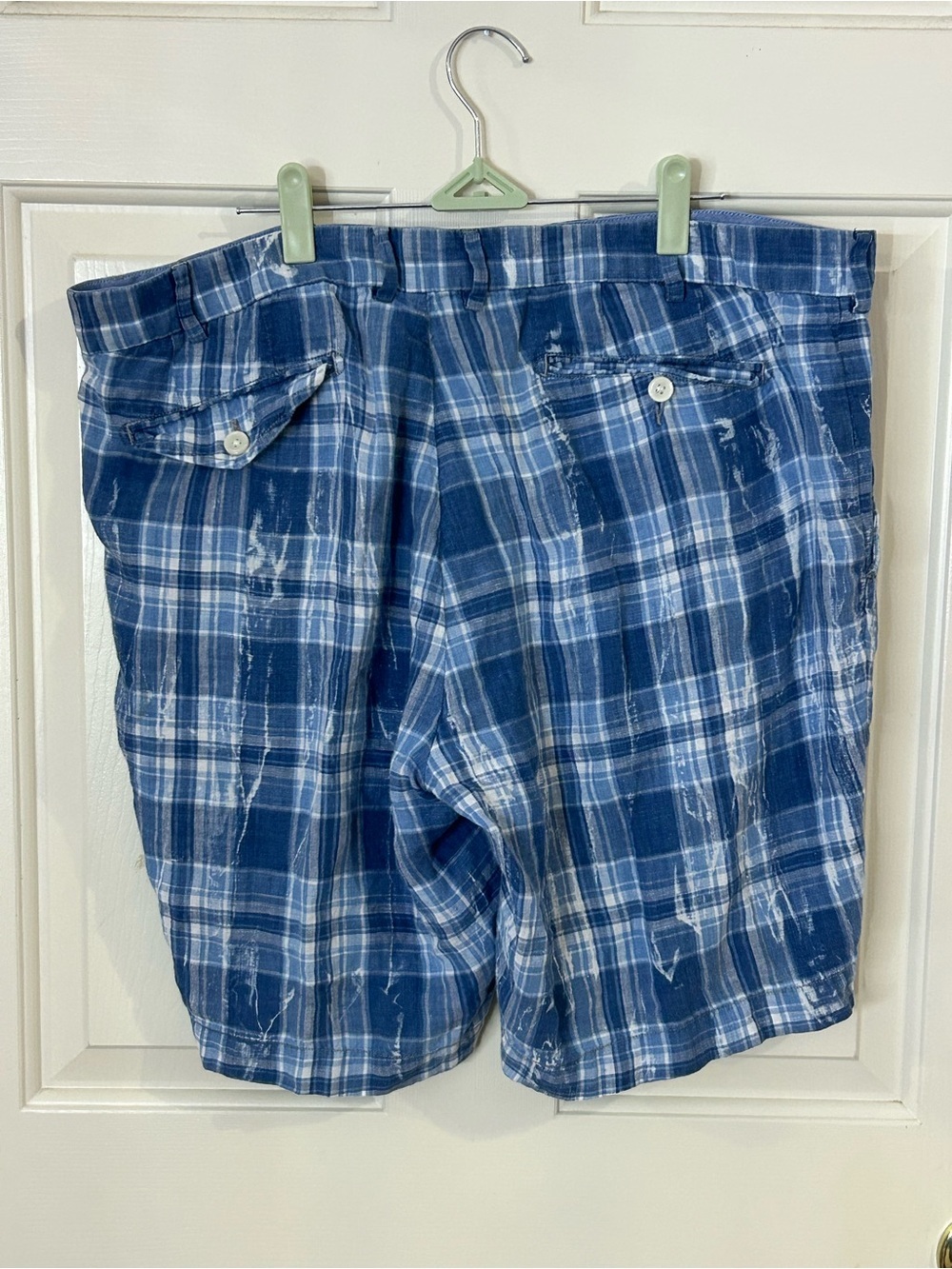 Mens 40 Polo Ralph Lauren India Madras 100% Linen Shorts Tie Dye Blue - Picture 3 of 9